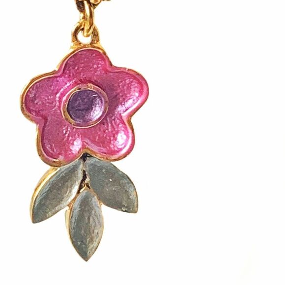 Vintage Banana Bob pastel enamel floral crystal pierced earrings - Picture 2 of 7